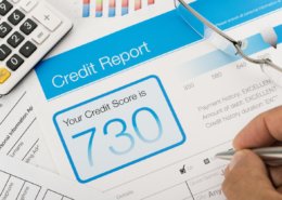 Credit reports with score on a desk