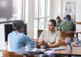 background check consultant speaking with a potential employee