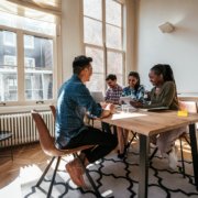 Job interview with candidate for project manager employment verification