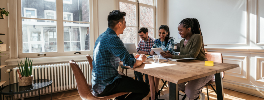 Job interview with candidate for project manager employment verification