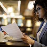 A businesswoman checking references as a part of employment verification