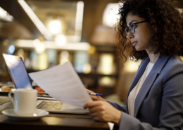 A businesswoman checking references as a part of employment verification