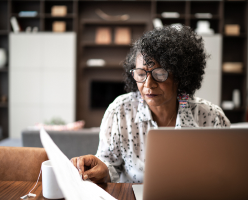 a businesswoman conducting background checks for employment purposes.